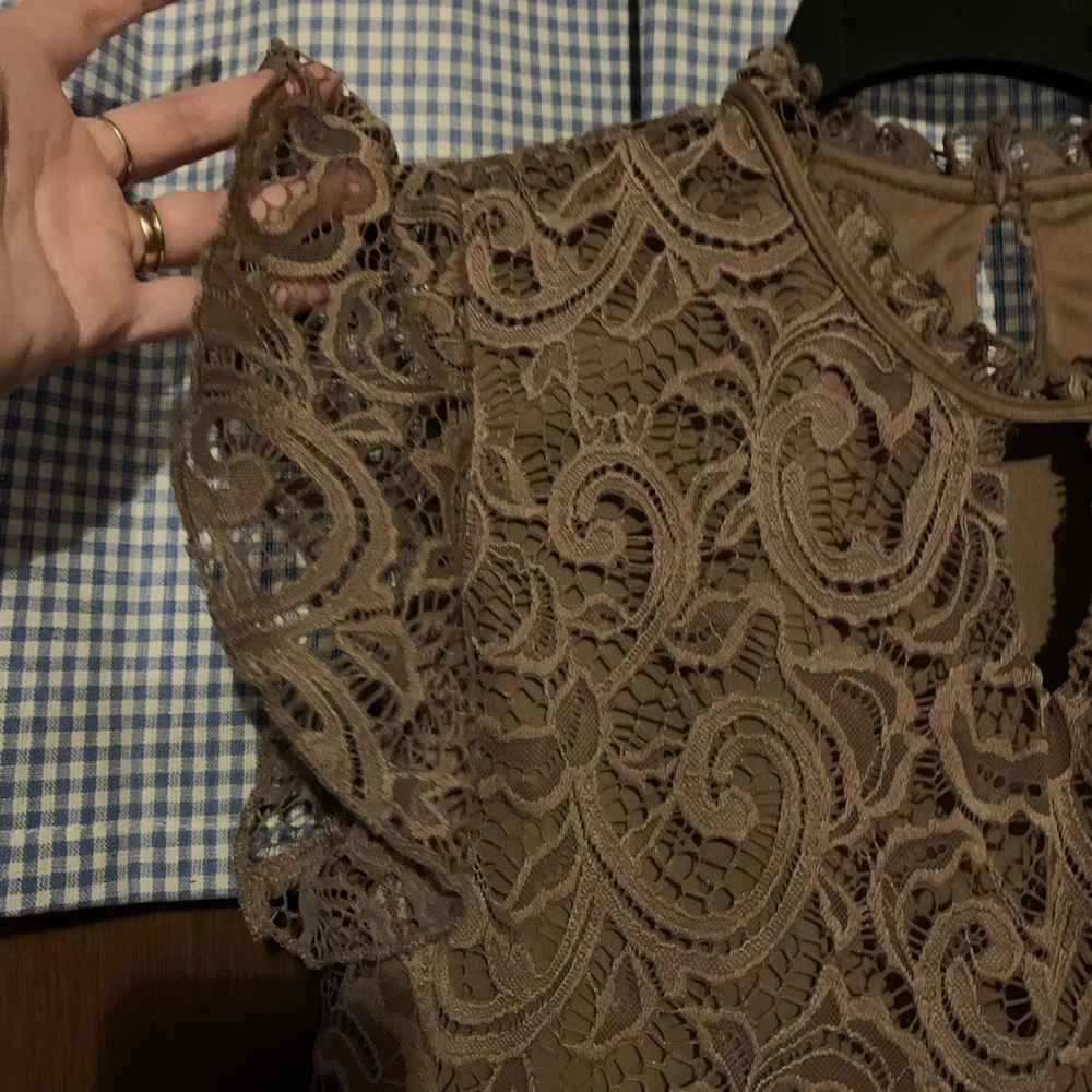 PerSeption Brown Lace Top Small NWT - Picture 4 of 12